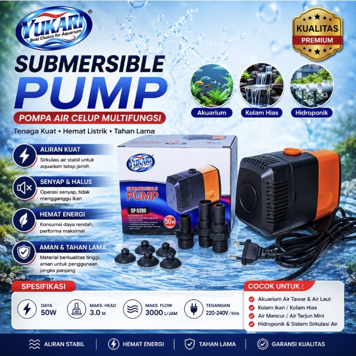 Pompa kolam hidroponik YUKARI SP 5200