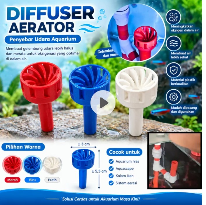SKIMMER PUTAR AKUARIUM SKIMMER WARNA UKURAN PIPA 5/8 DAN 1/2 INCH