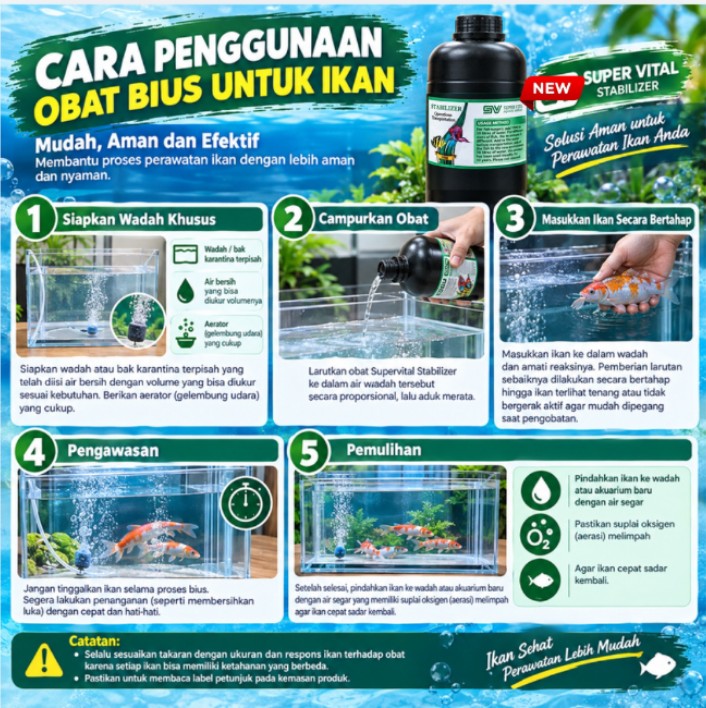 SUPERVITAL STABILIZER OPERATIONS TRANSPORTATION 1000ML UNTUK IKAN HIAS