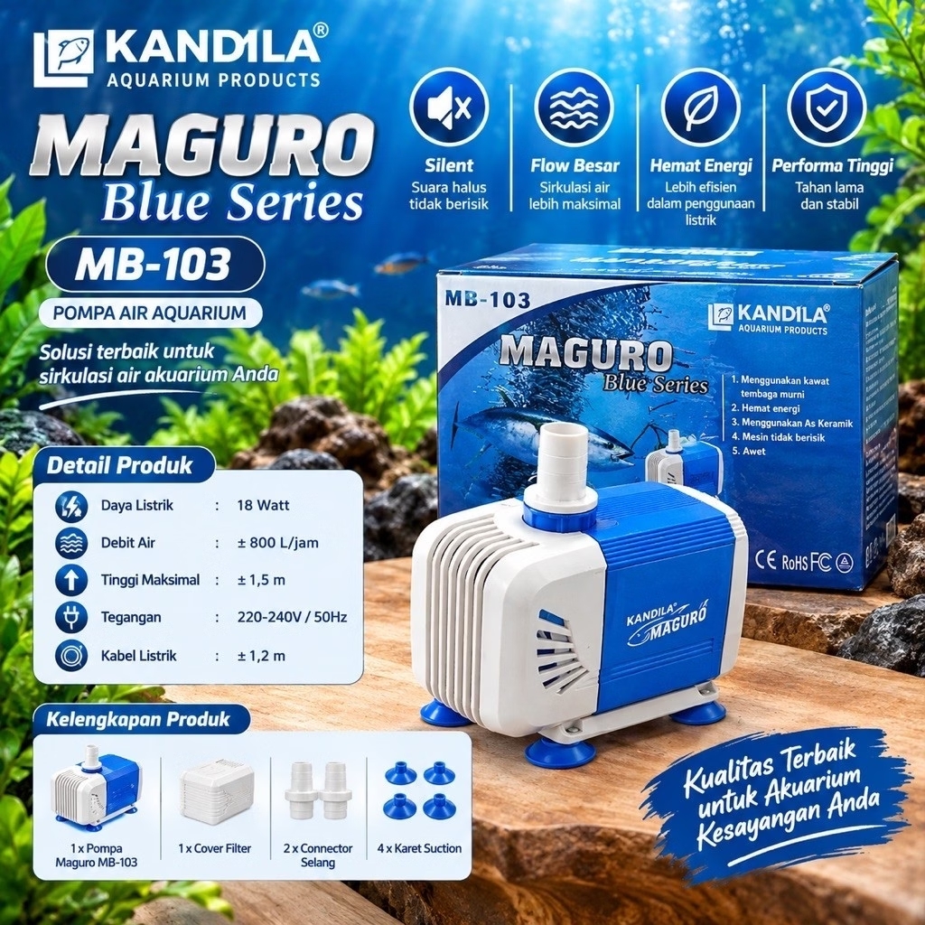 KANDILA MAGURO MB 103 Blue Series Pompa Kolam Aquarium Hidroponik
