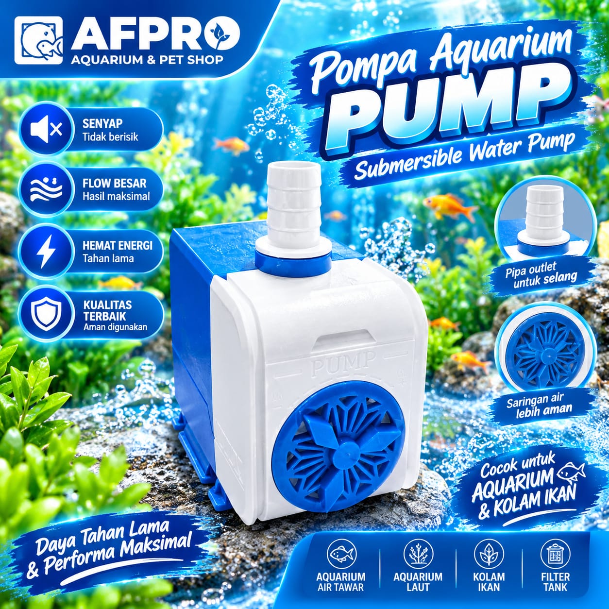 KANDILA MAGURO MB 105 Blue Series Pompa Kolam Aquarium Hidroponik