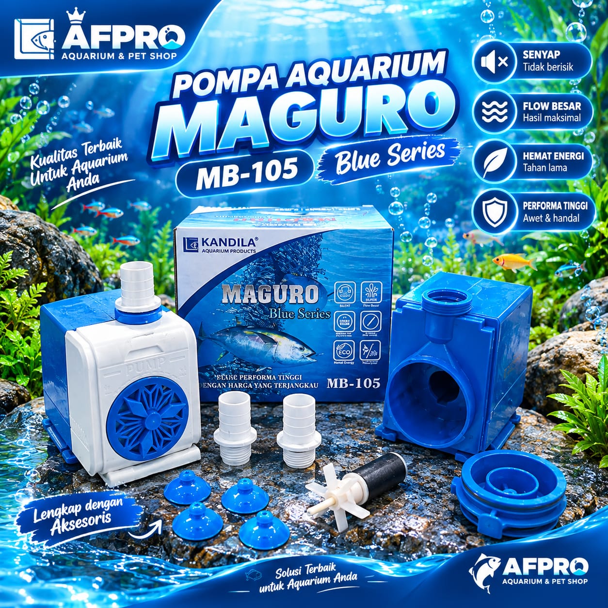 KANDILA MAGURO MB 105 Blue Series Pompa Kolam Aquarium Hidroponik