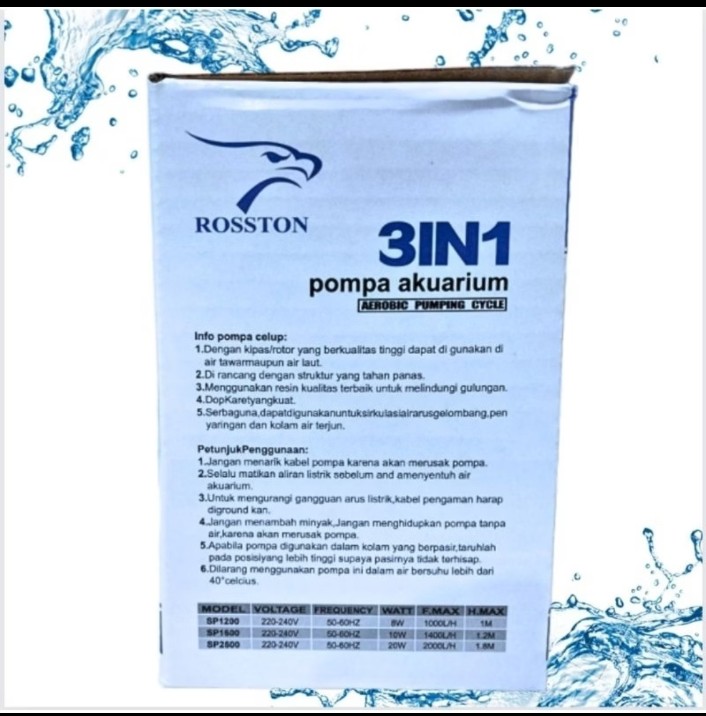 ROSSTON SP 1200 Pompa Aquarium Aquascape kolam kecil