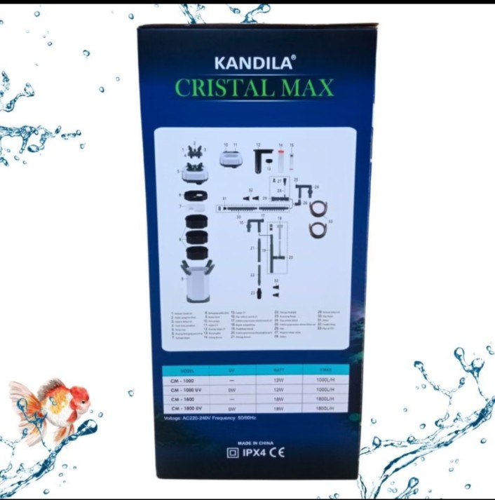 KANDILA CRYSTAL MAX CM 1800 CANISSTER FILTER POMPA EXTERNAL FILTER KOLAM AQUARIUM