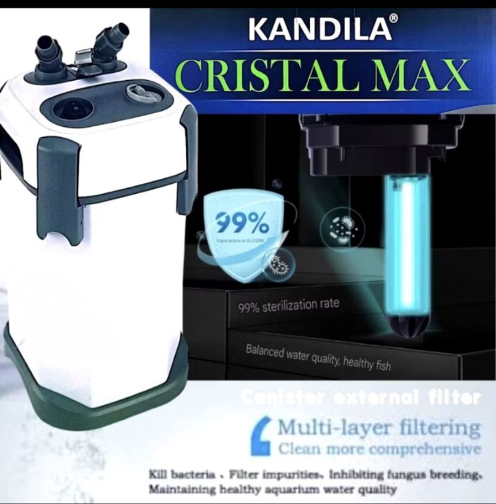 KANDILA CRYSTAL MAX CM 1000 UV CANISSTER FILTER POMPA EXTERNAL FILTER KOLAM AQUARIUM