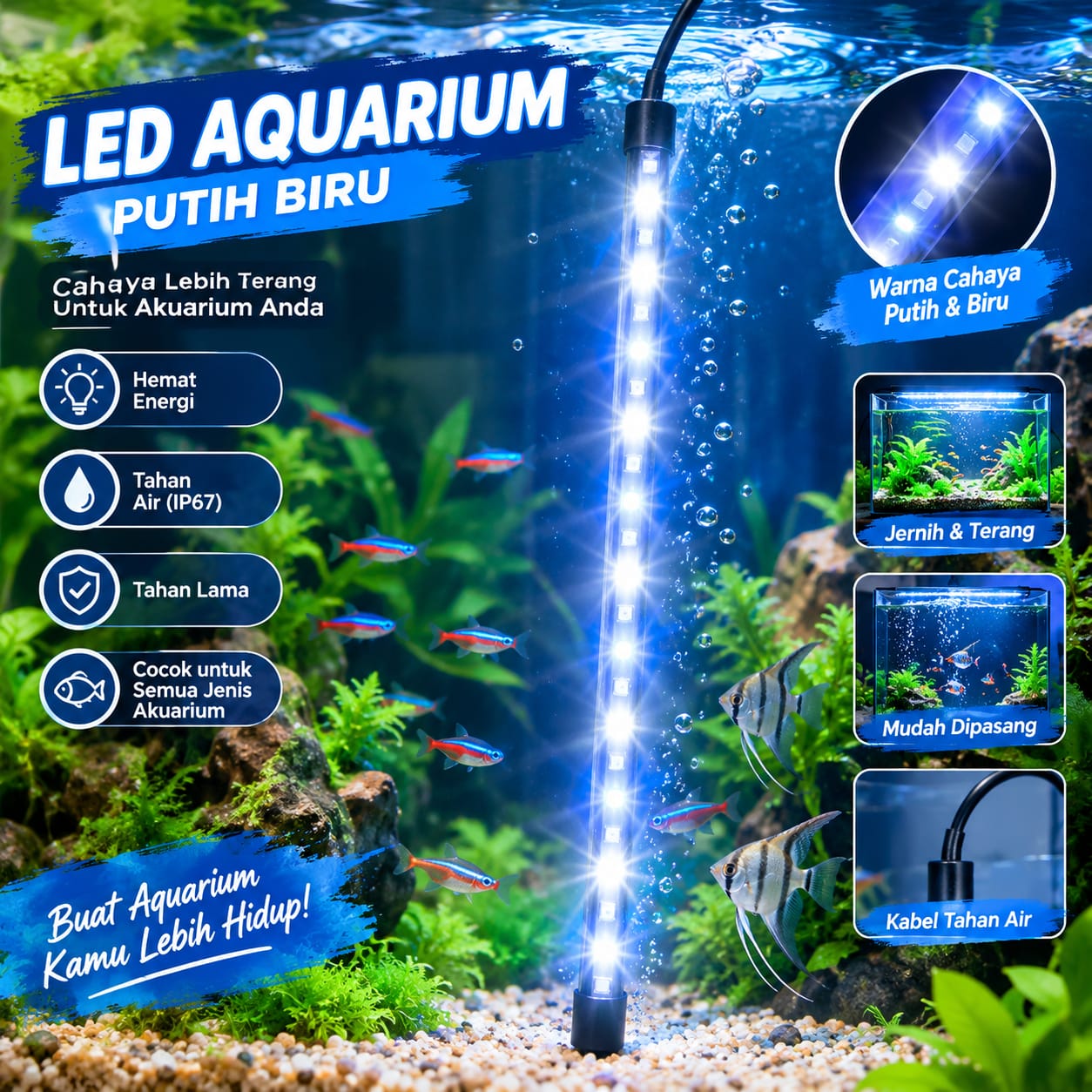 LED GOKANA T4 LED 40 LAMPU AQUARIUM AQUASCAPE SUBMERSIBLE LAMP