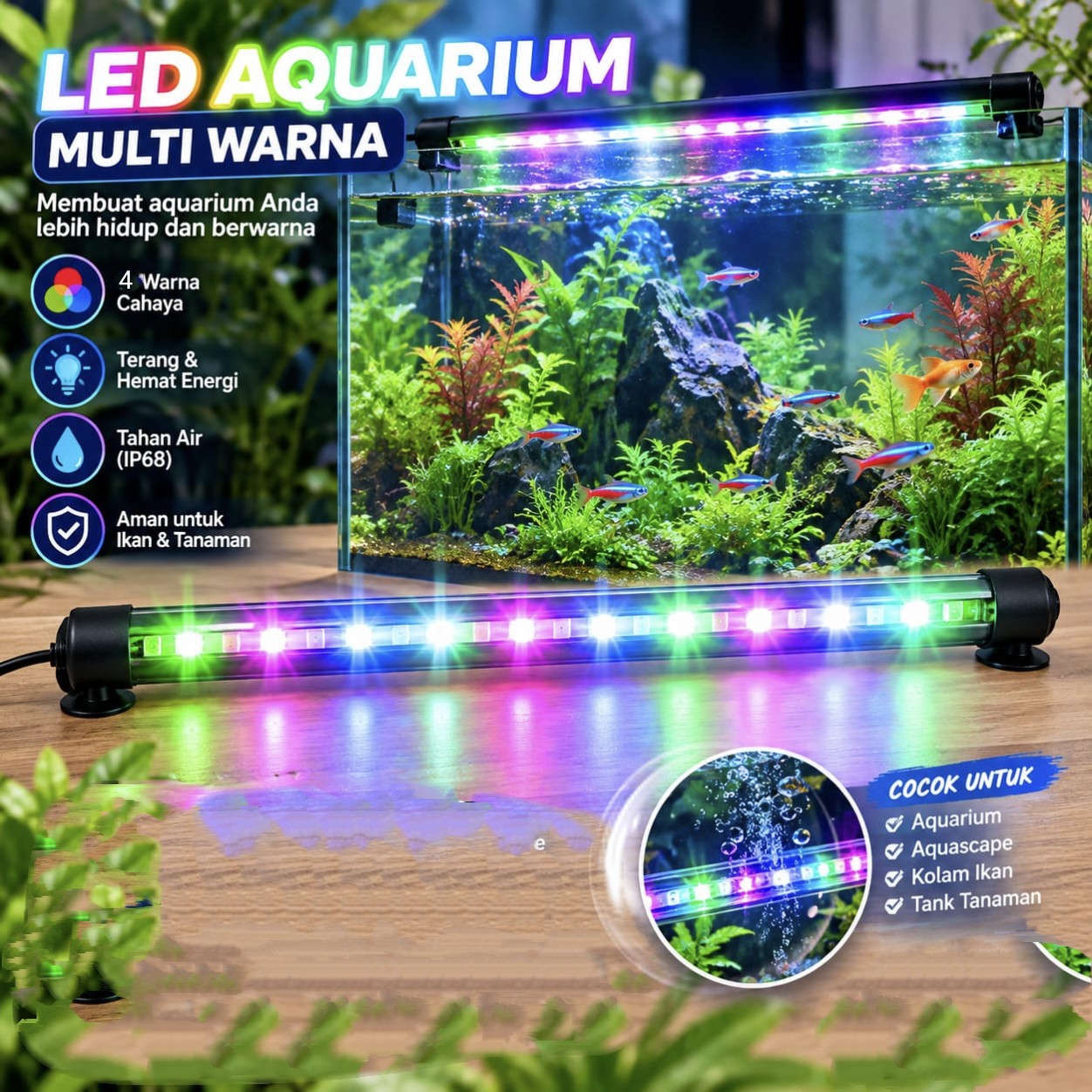 LED GOKANA T4 LED 40 LAMPU AQUARIUM AQUASCAPE SUBMERSIBLE LAMP