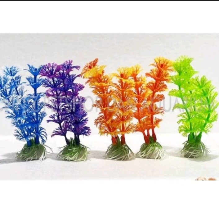Hiasan aquarium tanaman plastik BUNGA 30CM