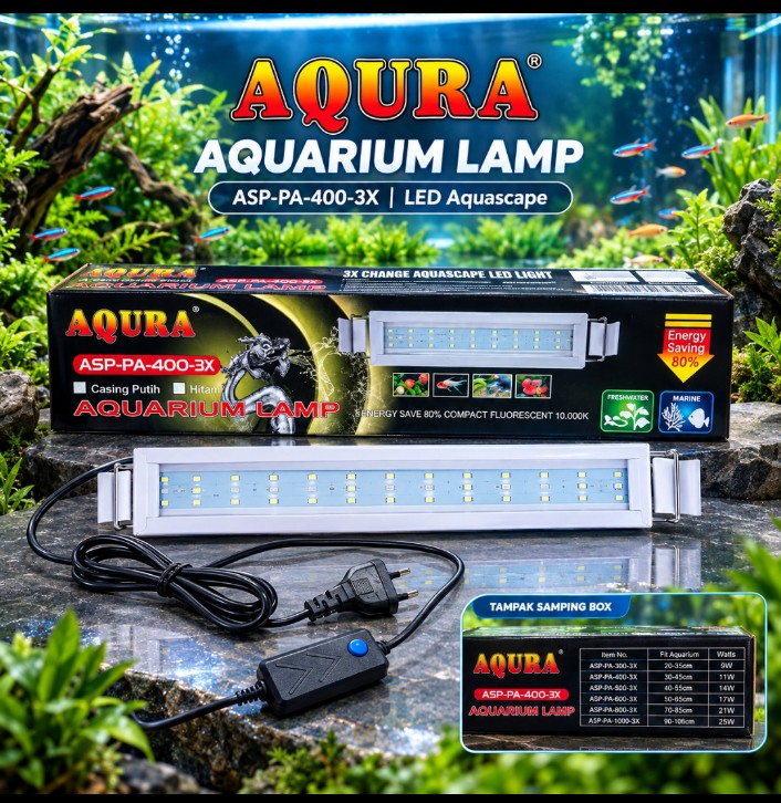 Lampu Aquarium AQURA ASP PA 400 3X LED Aquascape 3 Mode Cahaya
