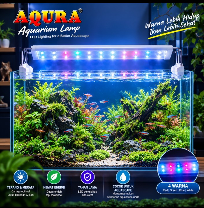 Lampu Aquarium AQURA ASP PA 400 3X LED Aquascape 3 Mode Cahaya