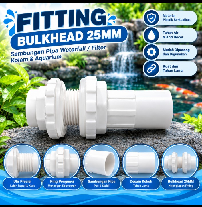 Aksesoris Pipa PVC 25mm untuk Kolam dan Aquarium L Pipa / Water Mor / Stop Kran / Bulkhead / Bottom Drain Untuk Filter Chinese Style