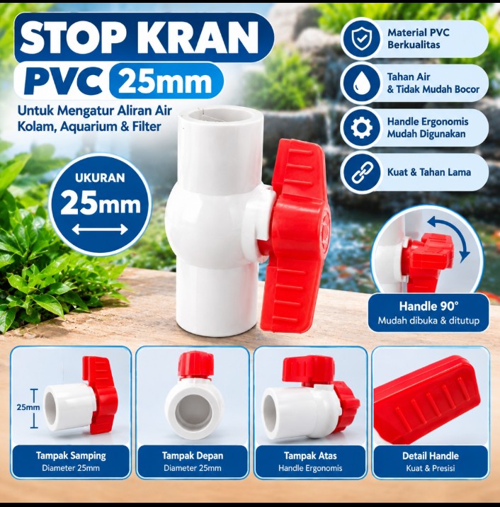 Aksesoris Pipa PVC 25mm untuk Kolam dan Aquarium L Pipa / Water Mor / Stop Kran / Bulkhead / Bottom Drain Untuk Filter Chinese Style