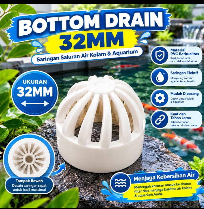 Aksesoris Pipa PVC 32mm untuk Kolam dan Aquarium Elbow / Water Mor / Stop Kran / Bulkhead / Bottom Drain Untuk filter Chinese Style