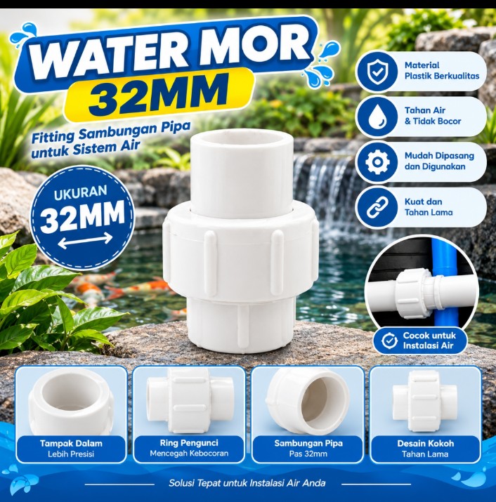 Aksesoris Pipa PVC 32mm untuk Kolam dan Aquarium Elbow / Water Mor / Stop Kran / Bulkhead / Bottom Drain Untuk filter Chinese Style